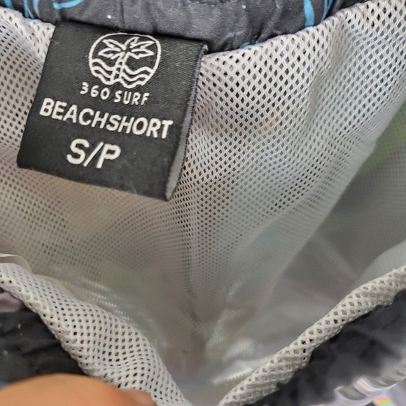 360 Surf Mens Beach Short Black w/ Colored Pattern Recycled Poly Choose Size - Picture 10 of 12